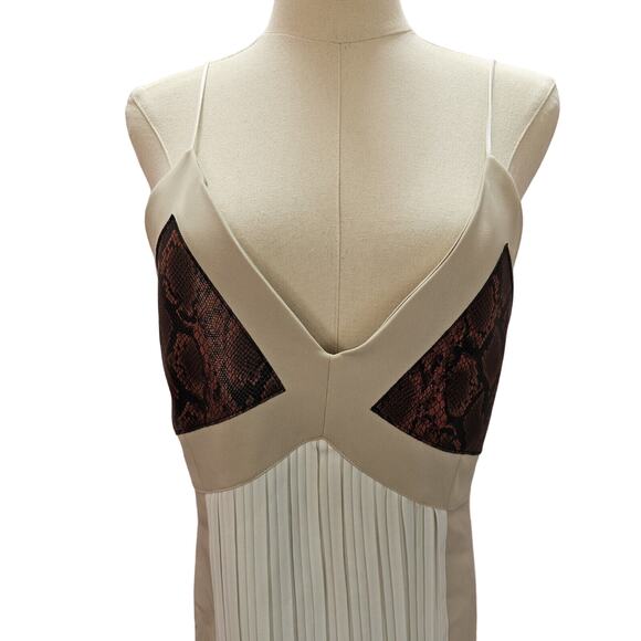 Zara Pleated Slip Dress Snakeskin Inset Bodice Womens Small S - Picture 3 of 6